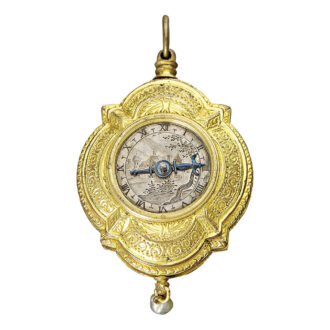 German cartouche-shaped single-handed pendant watch Circa 1590