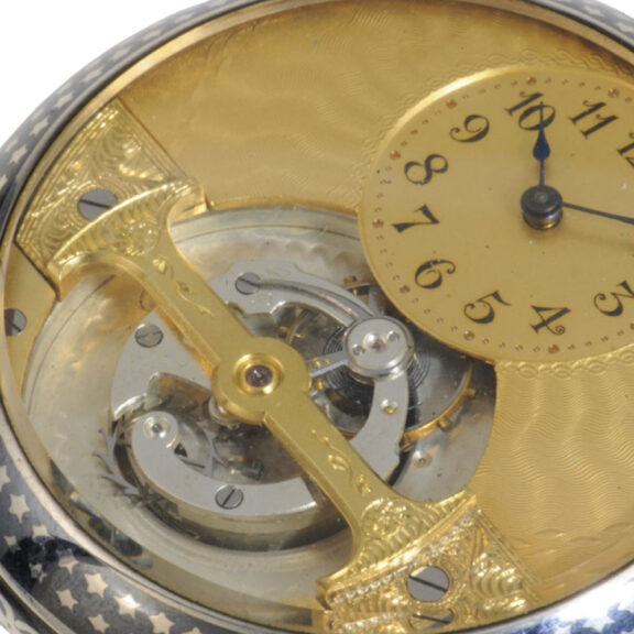 Rare Swiss niëllo-silver tourbillon lever pocket watch Circa 1900 Rare Swiss niëllo-silver tourbillon lever pocket watch Circa 1900