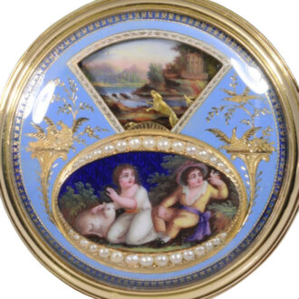 Important Swiss gold and enamel verge automaton Circa 1800