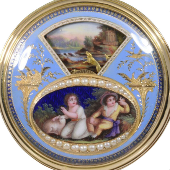 Important Swiss gold and enamel verge automaton Circa 1800 Important Swiss gold and enamel verge automaton Circa 1800
