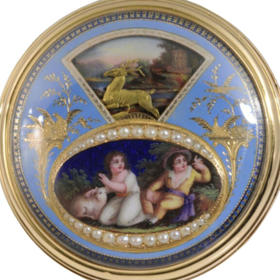 Important Swiss gold and enamel verge automaton Circa 1800 Important Swiss gold and enamel verge automaton Circa 1800