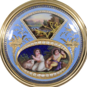 Important Swiss gold and enamel verge automaton Circa 1800