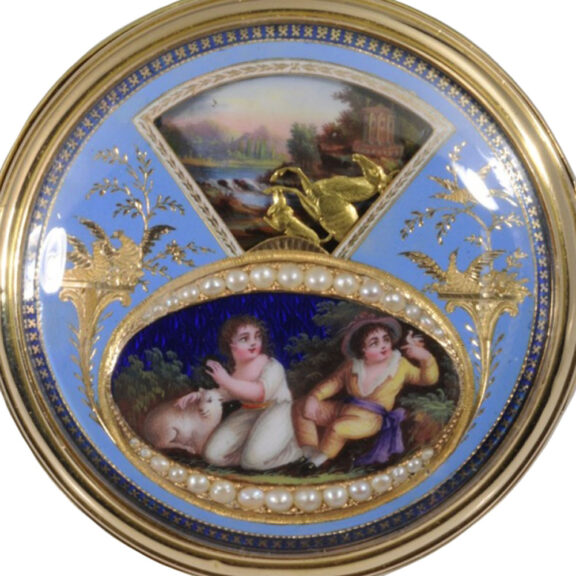 Important Swiss gold and enamel verge automaton Circa 1800 Important Swiss gold and enamel verge automaton Circa 1800