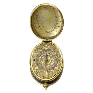 French oval verge watch with compass and sundial Circa 1630