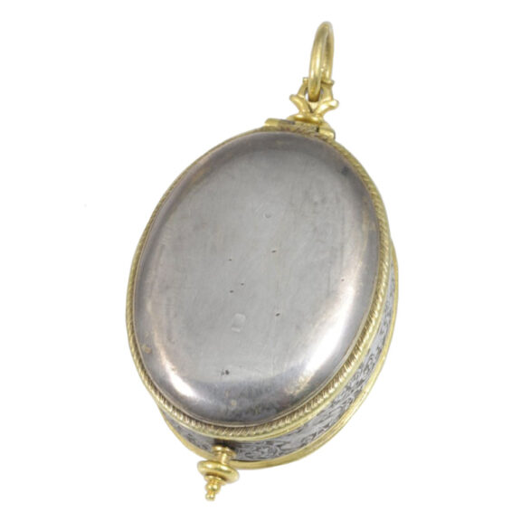 French oval verge watch with compass and sundial Circa 1630 French oval verge watch with compass and sundial Circa 1630