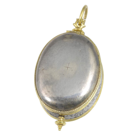 French oval verge watch with compass and sundial Circa 1630 French oval verge watch with compass and sundial Circa 1630
