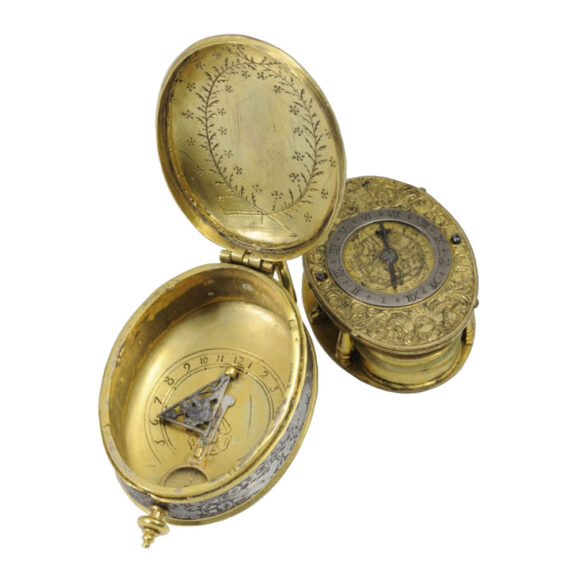French oval verge watch with compass and sundial Circa 1630 French oval verge watch with compass and sundial Circa 1630