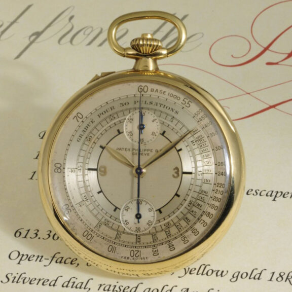 Swiss 18K gold chronograph lever doctor's watch Circa 1924 Swiss 18K gold chronograph lever doctor's watch Circa 1924