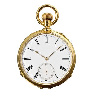 Heavy German 18K gold open faced pocket chronometer Circa 1880