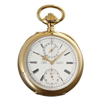 Unique German 18K rose gold chronograph with date Circa 1889