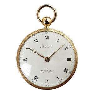 Swiss 18K rose gold open faced virgule pocket watch Circa 1815