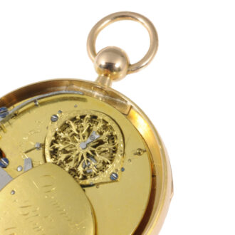 Swiss 18K rose gold open faced virgule pocket watch Circa 1815