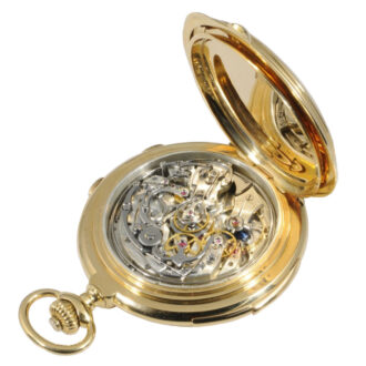 Swiss 18K gold hunting cased complicated watch Circa 1911