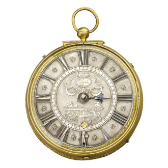 German gilt verge coach watch with hour strike and date Circa 1690