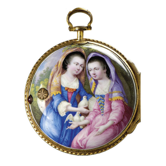 English gilt, enamel and paste-set pair-cased verge Circa 1800