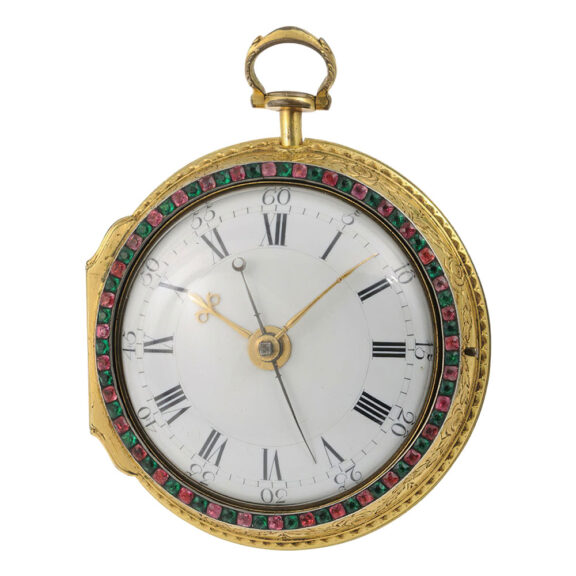 English gilt, enamel and paste-set pair-cased verge Circa 1800 English gilt, enamel and paste-set pair-cased verge Circa 1800