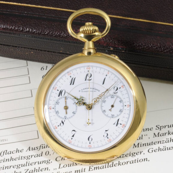 Fine 18K gold Glashütte lever chronograph watch Circa 1916 Fine 18K gold Glashütte lever chronograph watch Circa 1916