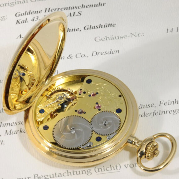German 18K gold hunting cased lever pocket watch Circa 1880 German 18K gold hunting cased lever pocket watch Circa 1880