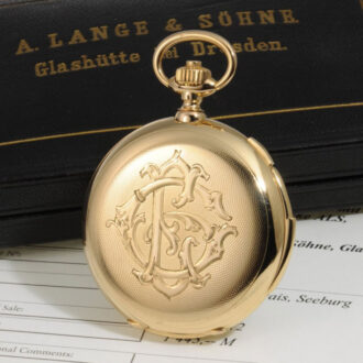 German 18 carat gold hunting cased quarter repeating quality 1A lever chronograph pocket watch with a 30-minute counter, circa 1912