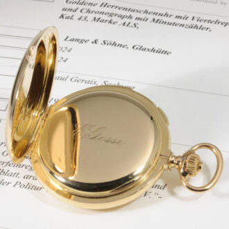 German 18 carat gold hunting cased quarter repeating quality 1A lever chronograph pocket watch with a 30-minute counter, circa 1912