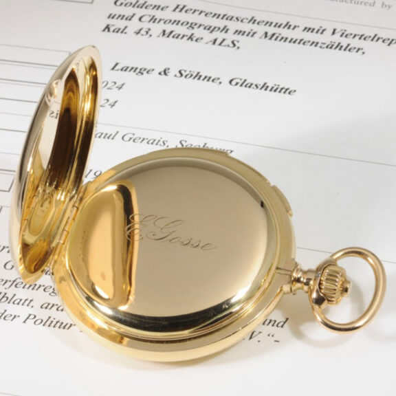 German 18 carat gold hunting cased quarter repeating quality 1A lever chronograph pocket watch with a 30-minute counter, circa 1912 German 18 carat gold hunting cased quarter repeating quality 1A lever chronograph pocket watch with a 30-minute counter, circa 1912