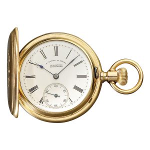 Small German 18K rose gold hunting cased lever watch Circa 1883