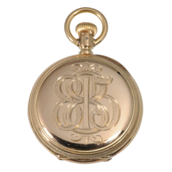 Small German 18K rose gold hunting cased lever watch Circa 1883 Small German 18K rose gold hunting cased lever watch Circa 1883