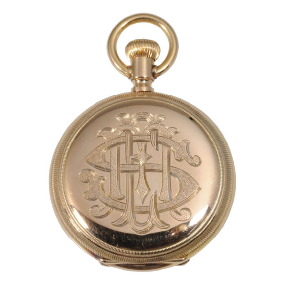 Small German 18K rose gold hunting cased lever watch Circa 1883 Small German 18K rose gold hunting cased lever watch Circa 1883