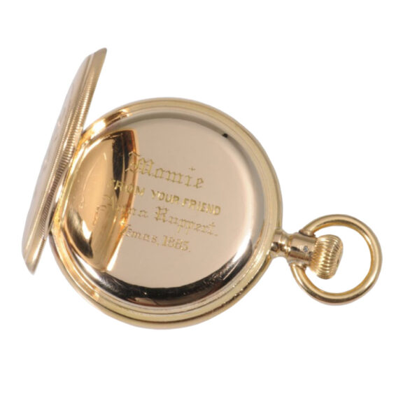 Small German 18K rose gold hunting cased lever watch Circa 1883 Small German 18K rose gold hunting cased lever watch Circa 1883
