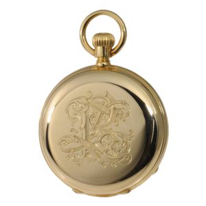 German 18K gold hunting cased lever pocket watch Circa 1886