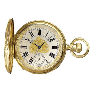 Decorative German 18K gold hunting cased lever Circa 1879