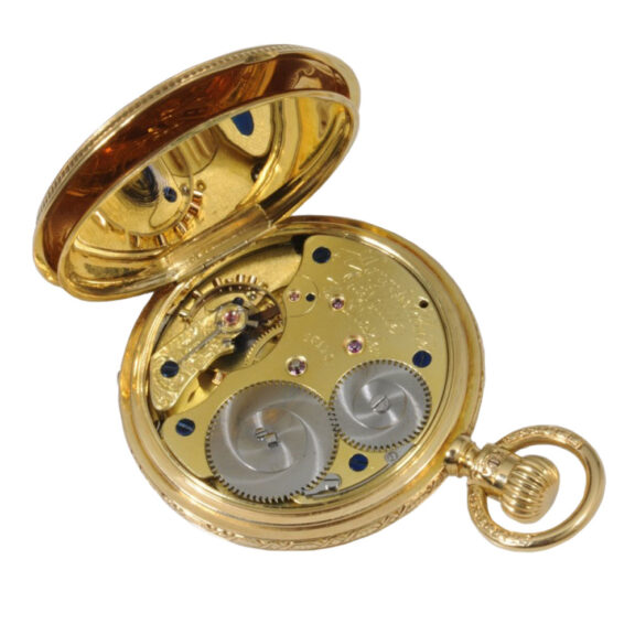 Decorative German 18K gold hunting cased lever Circa 1879 Decorative German 18K gold hunting cased lever Circa 1879