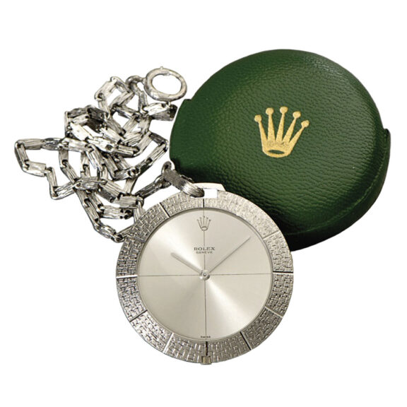 Ultra-thin Swiss white gold open faced lever watch Circa 1964