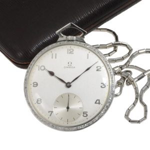 Thin Swiss platinum and diamond-set lever Art Deco watch Circa 1926