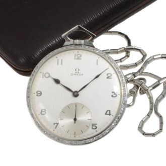 Thin Swiss platinum and diamond-set lever Art Deco watch Circa 1926