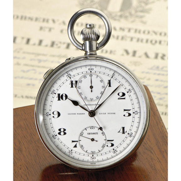 Swiss steel split-seconds chronograph deck chronometer Circa 1950 Swiss steel split-seconds chronograph deck chronometer Circa 1950