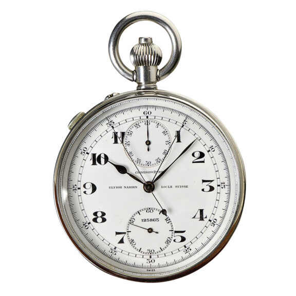 Swiss steel split-seconds chronograph deck chronometer Circa 1950 Swiss steel split-seconds chronograph deck chronometer Circa 1950