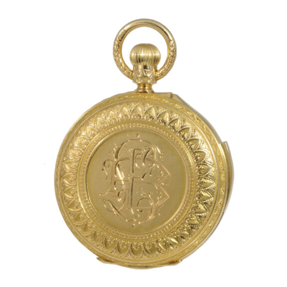 English 18K gold hunting cased repeating lever watch Circa 1890