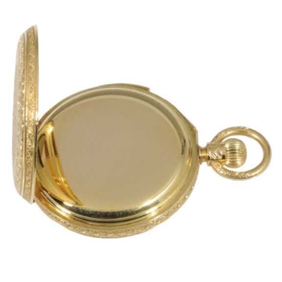 English 18K gold hunting cased repeating lever watch Circa 1890 English 18K gold hunting cased repeating lever watch Circa 1890