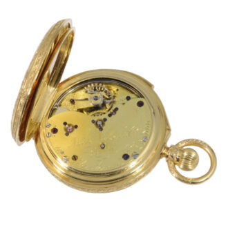 English 18K gold hunting cased repeating lever watch Circa 1890