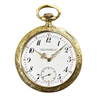 Decorative Swiss 18K gold open faced lever watch Circa 1914