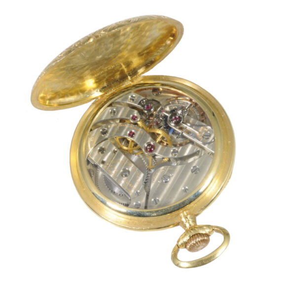 Decorative Swiss 18K gold open faced lever watch Circa 1914 Decorative Swiss 18K gold open faced lever watch Circa 1914