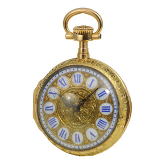 Small Swiss 14K gold open faced repoussé watch Circa 1893