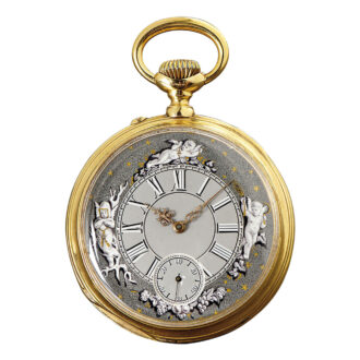 Swiss gold open faced lever with en grisaille dial Circa 1890