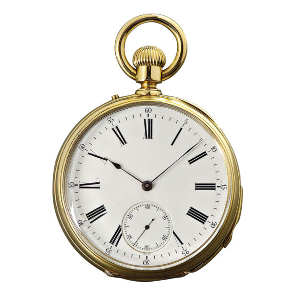 Swiss 18K gold open faced repeating lever watch Circa 1875