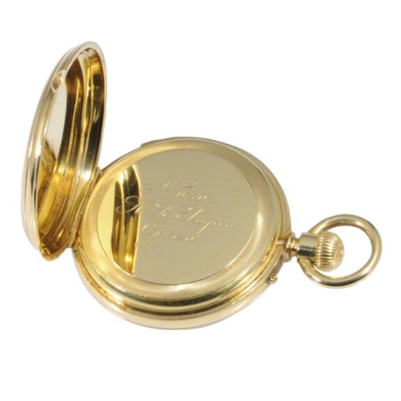 Swiss 18K gold open faced repeating lever watch Circa 1875 Swiss 18K gold open faced repeating lever watch Circa 1875