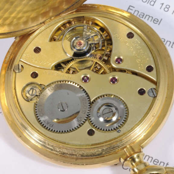 Rare Swiss 18K gold hunting cased chronometer Circa 1907 Rare Swiss 18K gold hunting cased chronometer Circa 1907