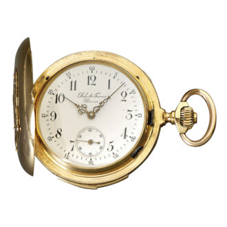 Swiss 18K gold hunting cased repeating lever Circa 1897