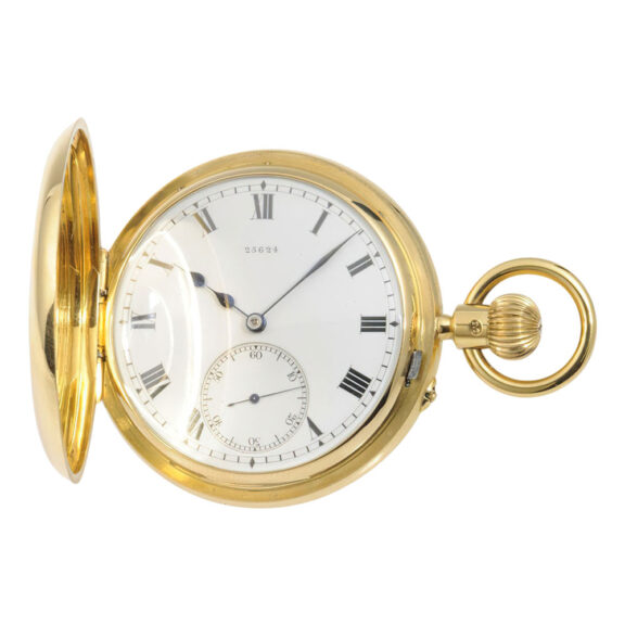Fine English 18K gold half-hunting cased lever watch Circa 1902 Fine English 18K gold half-hunting cased lever watch Circa 1902
