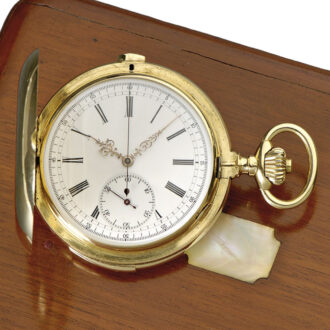 Swiss gold hunting cased repeating chronograph Circa 1880